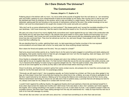 Writing/The Wedding Story/Communication screenshot