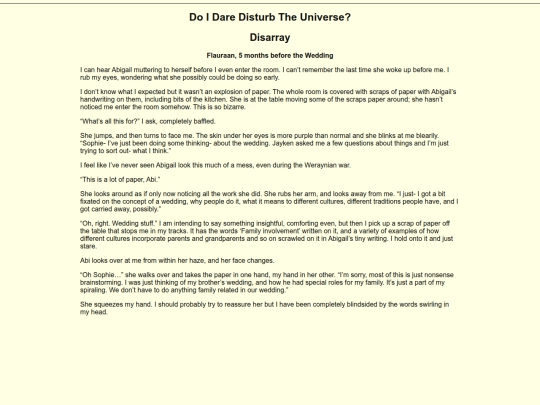 Writing/The Wedding Story/Disarray screenshot