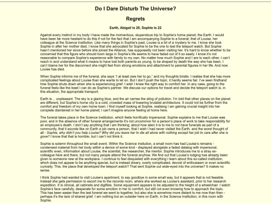 Writing/The Wedding Story/Regrets screenshot
