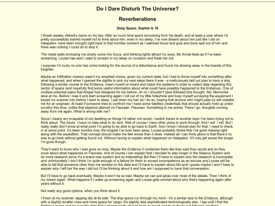 Writing/The Wedding Story/Reverberations screenshot