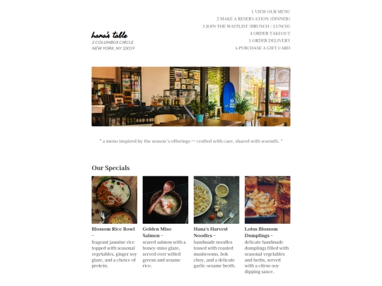 restaurant/menu screenshot