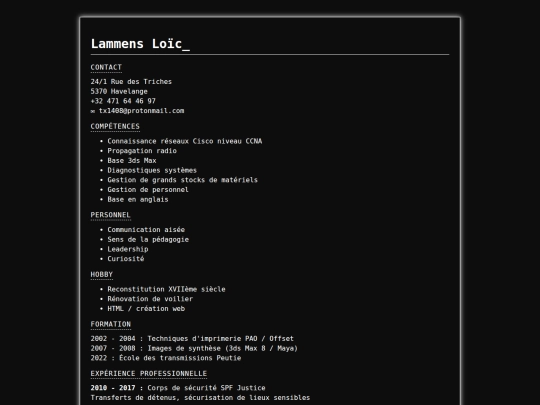 CV screenshot