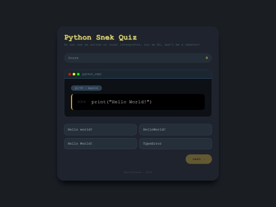 pythonQuiz screenshot