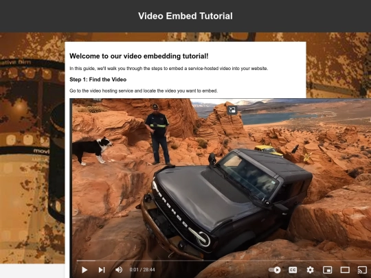 video embedding screenshot