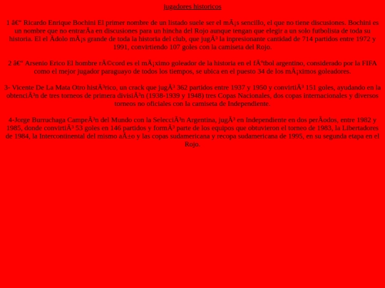 jugadores historicos indepemdiente screenshot