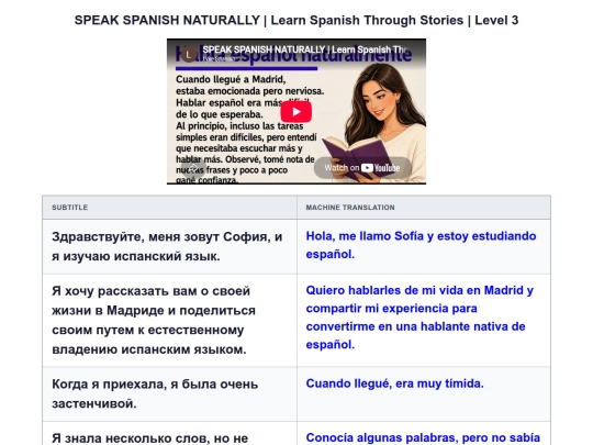 00-LANGUAGE REACTOR TABLES/0001-SPEAK SPANISH NATURALLY _ Learn Spanish Through Stories _ Level 3 screenshot