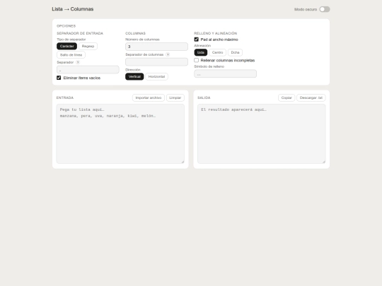 List2ColumnsTool/lista2columns-converter screenshot