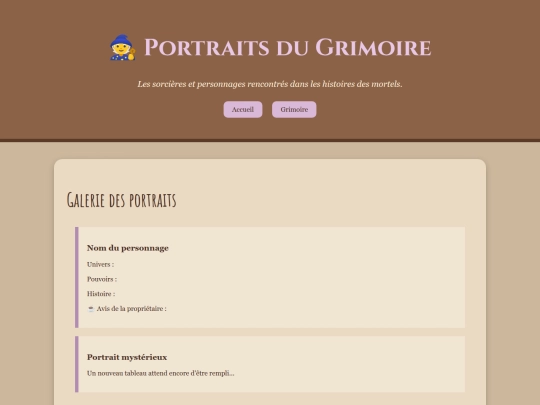pagespersonnages screenshot