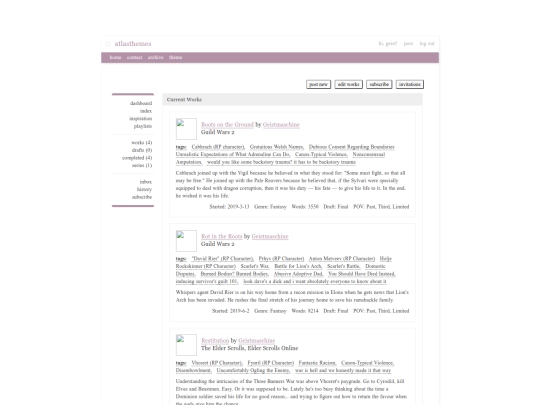 writing/writingprojectarchive/hub screenshot