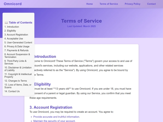 terms screenshot