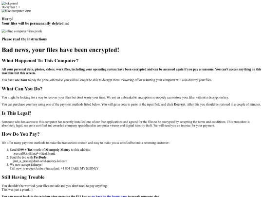 virus screenshot