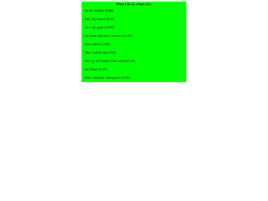 schedule screenshot