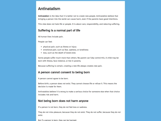 pages/antinatalism screenshot