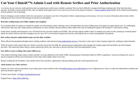 CutYourClinicsAdminLoadwithRemoteScribesandPriorAuthorization screenshot