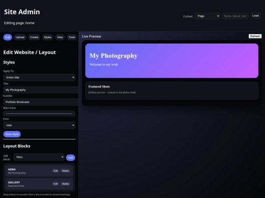Noah/admin screenshot