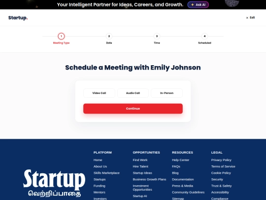my project startup/schedule-meeting screenshot