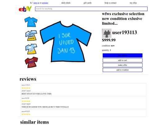 ebay/exclusiveselection screenshot