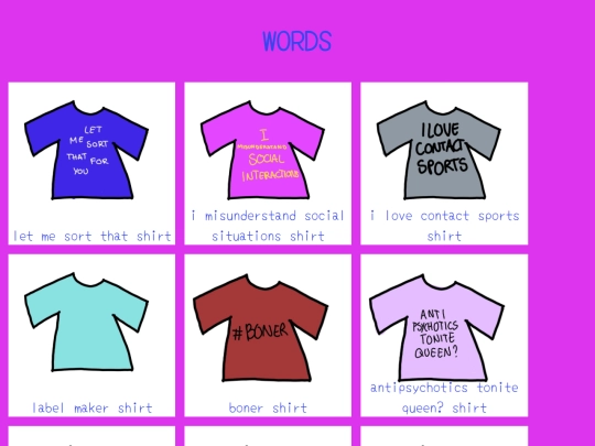 shirts/words screenshot