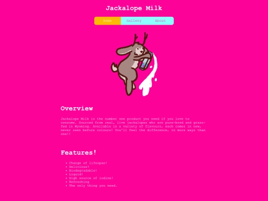 jackalopemilk/home screenshot