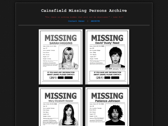 Cainsfield-Missing-Persons-Archive screenshot