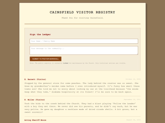 guestbook screenshot