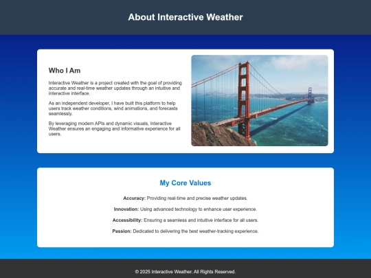 interactive weather/home/aboutus screenshot