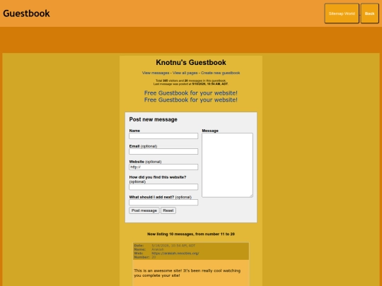 Main Page/Guestbook screenshot