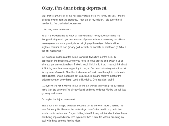 posts/Okay, I'm Done Being Depressed screenshot