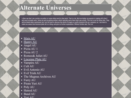 universes/list screenshot