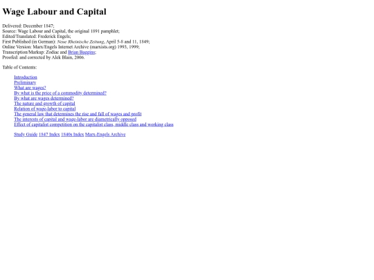 works/marx/wage-labor-and-capital/table-of-contents screenshot