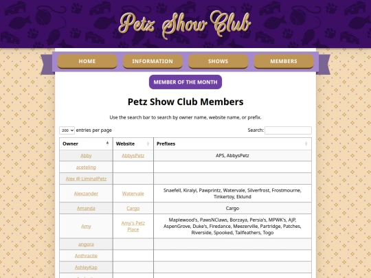 PetzShowClub/members screenshot