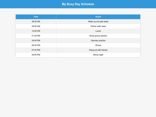 schedule screenshot