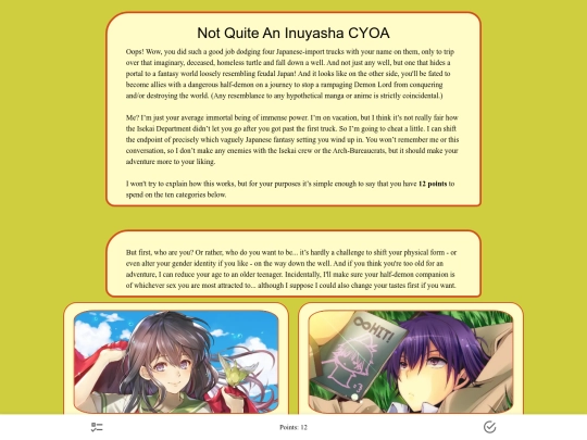 CYOAs/NotQuiteInuyasha screenshot