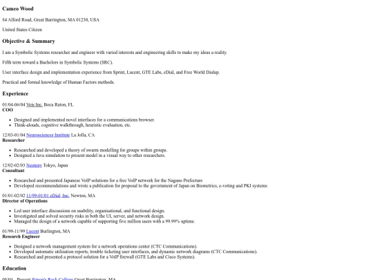 resume screenshot