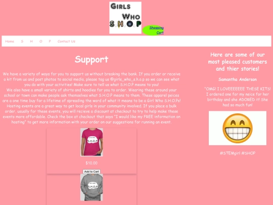 support screenshot