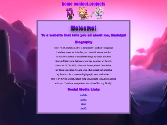 MadelynsVeryCoolWebsite screenshot