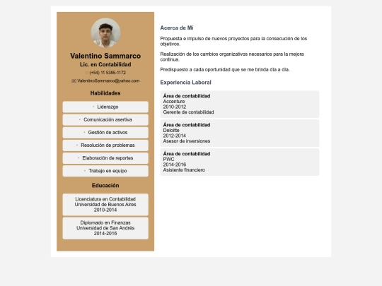 curriculum/cv screenshot