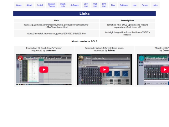 links screenshot
