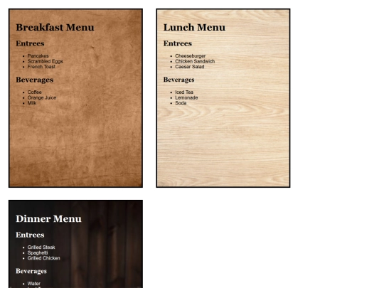 restaurant_menu screenshot