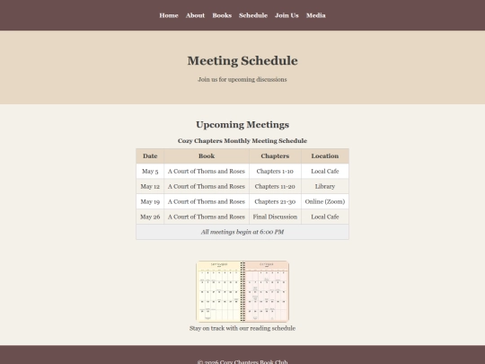schedule screenshot