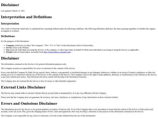 Disclaimer screenshot