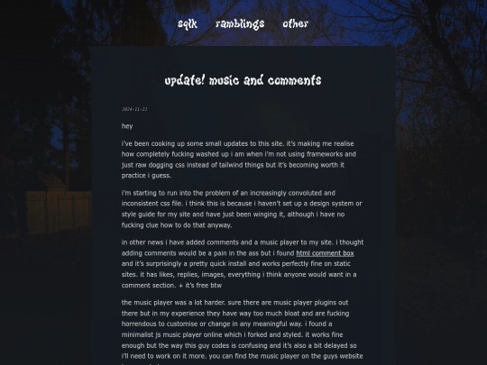 ramblings/update-music-and-comments screenshot