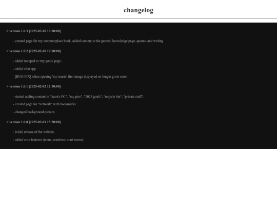 changelog screenshot