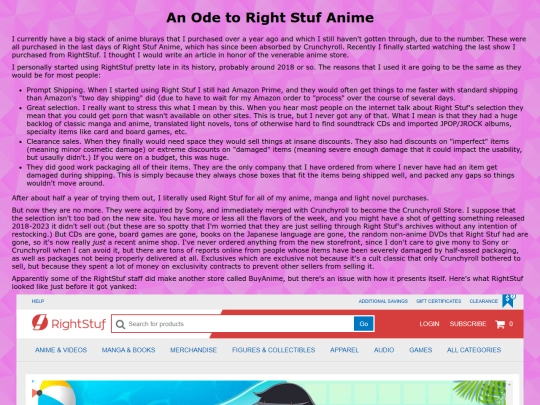 Anime/RightStuf screenshot