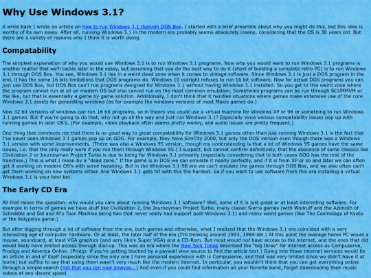 essays/WhyWin31 screenshot