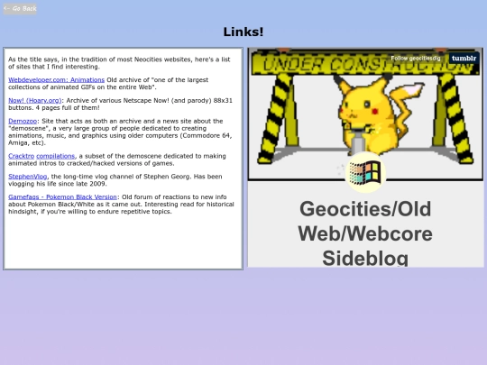 links screenshot