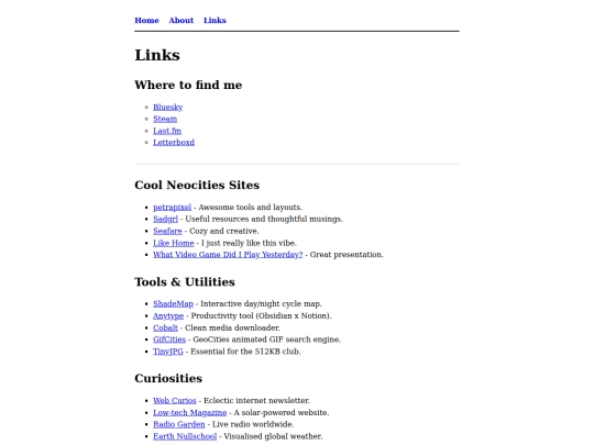 links screenshot