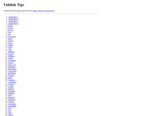 duome/yiddish screenshot