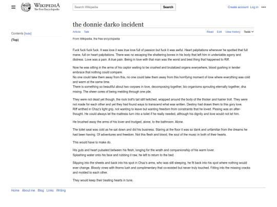 writingpages/donniedarkoincident screenshot