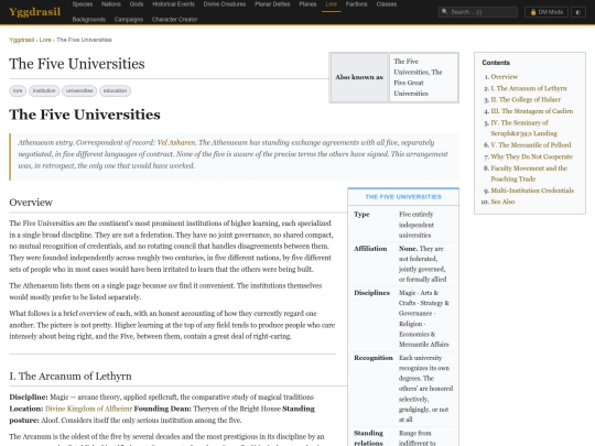 yggdrasil/lore/the-five-universities screenshot
